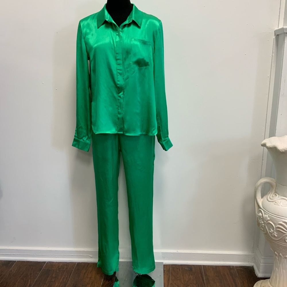 Satin button down- top